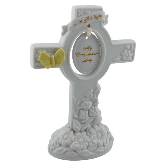 Musical Confirmation Day Cross In His Light Ceramic Butterfly Enesco POSSESSED - Picture 14 of 15